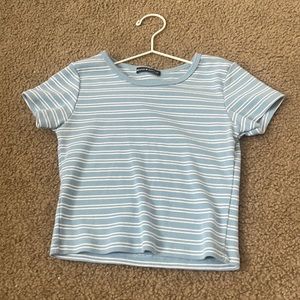 brandy melville stripped blue and white short sleeve